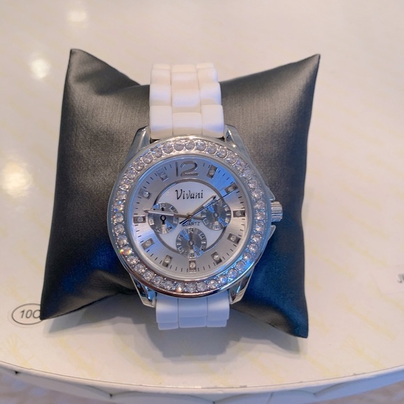 👗 Vivani Fashion Watch White Silcone Band Silver - Picture 2 of 6